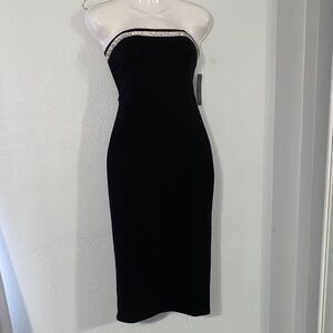 Derek Heart Black Strapless Dress with Silver Accents size M